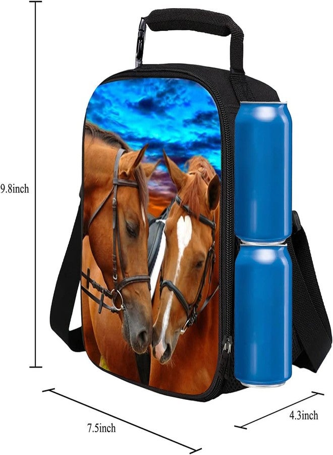 7-Mi Kids Lunch Bag Reusable 3D Design Snack Shoulder Bags with Zipper Online Insulated Thermal Girls Boys Lunch Tote Bags Cooler Box for Picnic(Horse) - Image 3